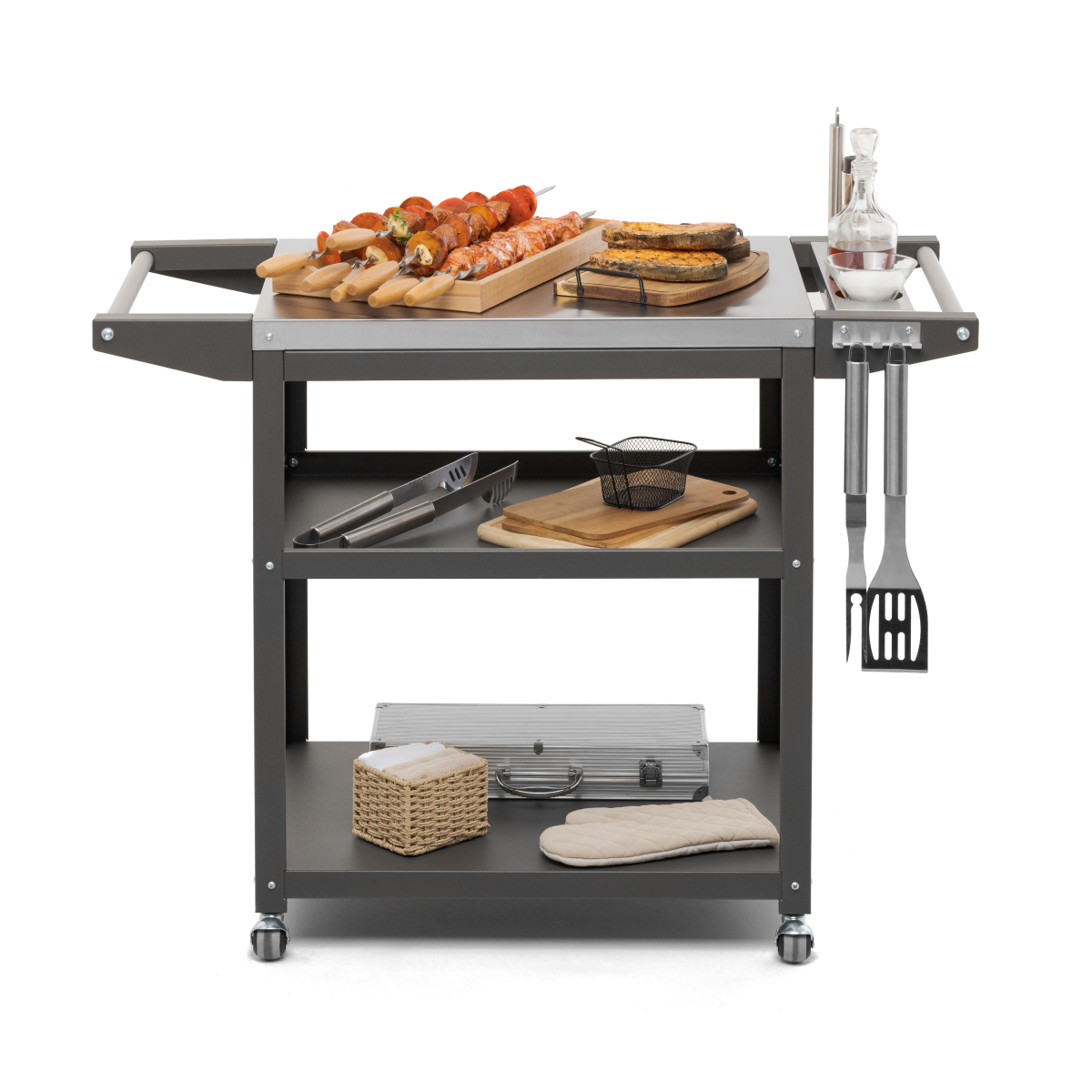 Стол передвижной Patio. Вид спереди с продуктами